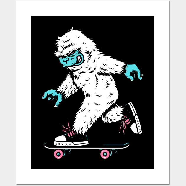 Skateboarding Yeti Wall Art by CyberpunkTees